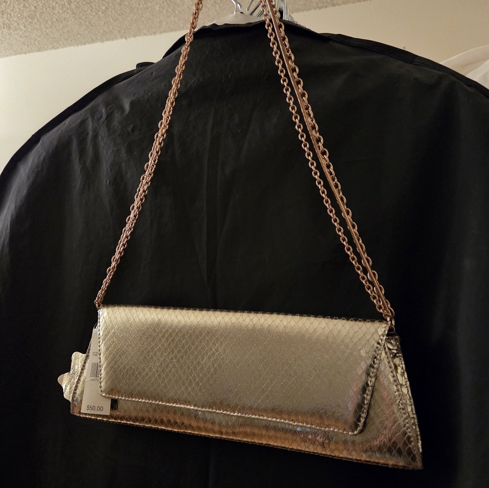 Valerie Stevens Metallic Gold Clutch